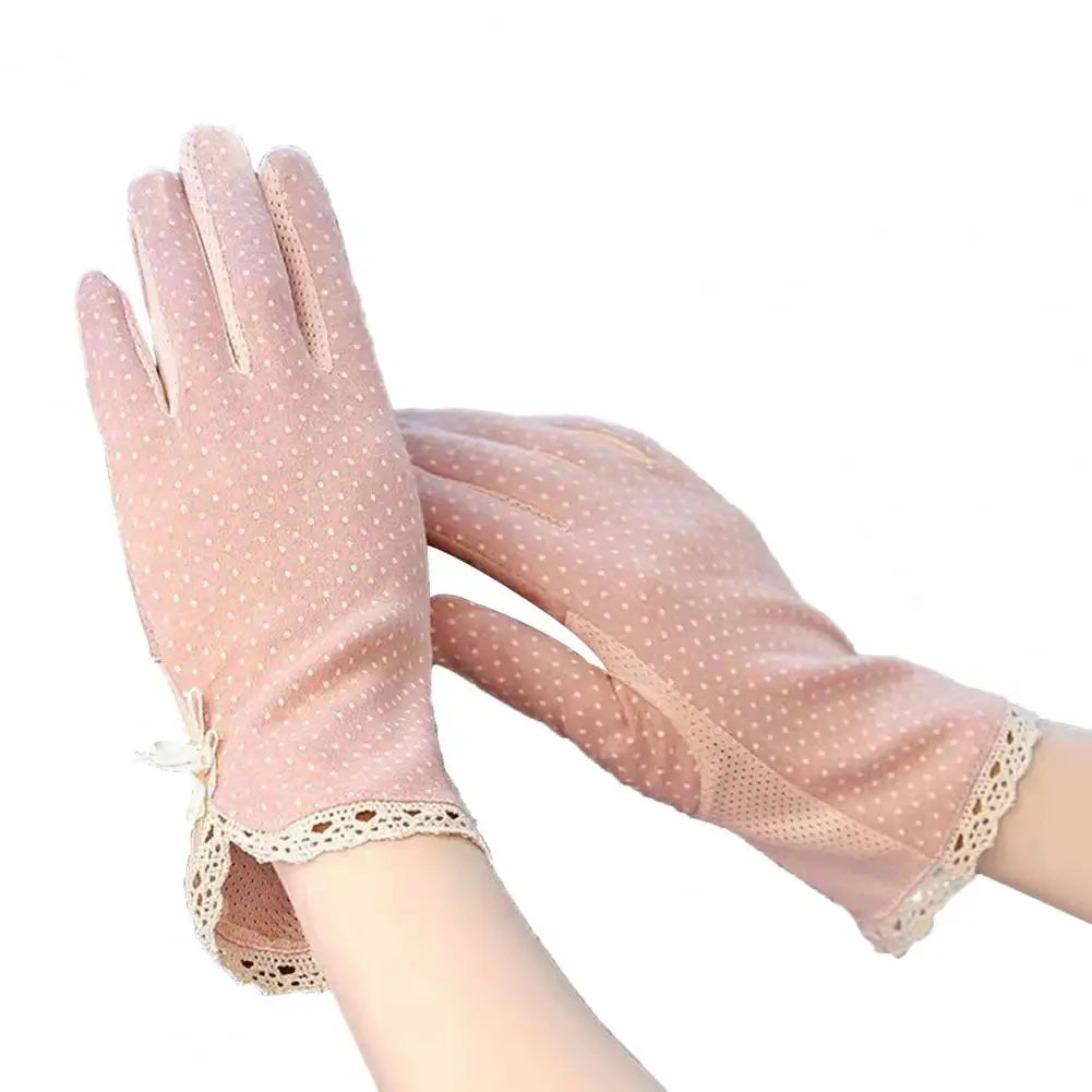 1 Pair Summer Gloves Driving Riding Mittens Dot Full Finger Gloves Non-Fading Sunscreen Gloves Viralgem Store