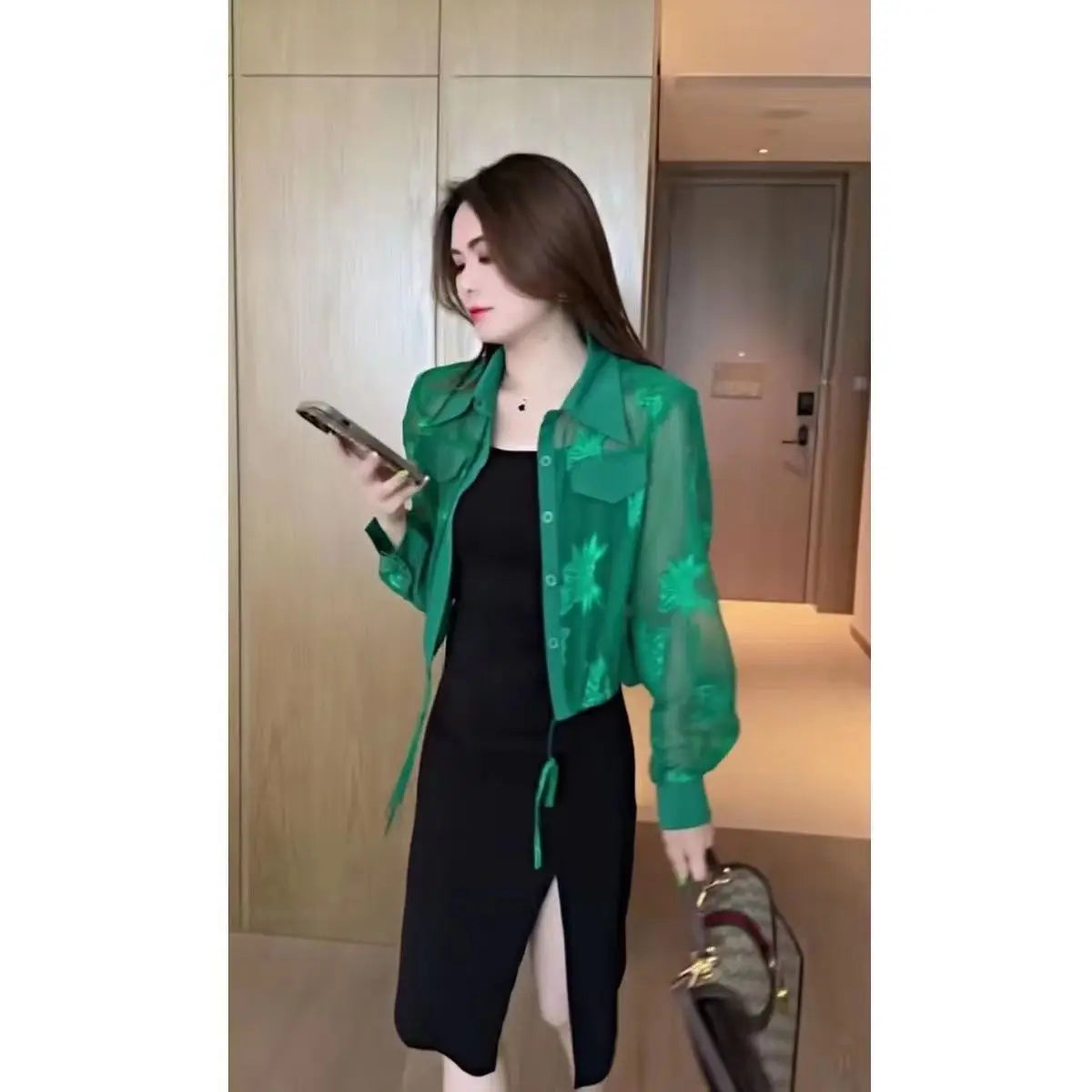 Summer Solid Color Fashion Long Sleeve Jacket Women High Street Thin Style Embroidered Button Cardigan Drawstring All-match Tops
