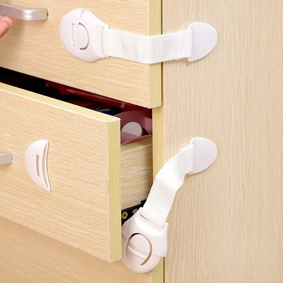 10Pcs Baby Safety Latch Drawer Webbing Safety Lock Multifunctional Protection Cloth Belt Lock Drawer Lock Cabinet Door Locks
