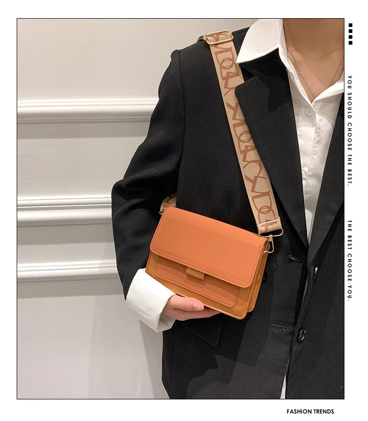 Wide Straps Shoulder Bag Flap Small Crossbody Bags for Women Simple Classic Handbags for Women Sac A Main Femme сумка женская