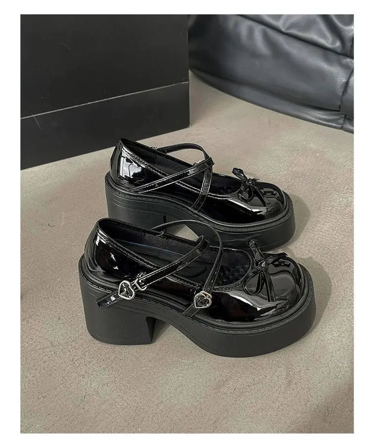 Women's Spring Round Toe Pumps Chunky Heel Mary Janes Shoes Platform Shoes for Women Dress Students Women's Lolita Heeled Shoes Viralgem Store