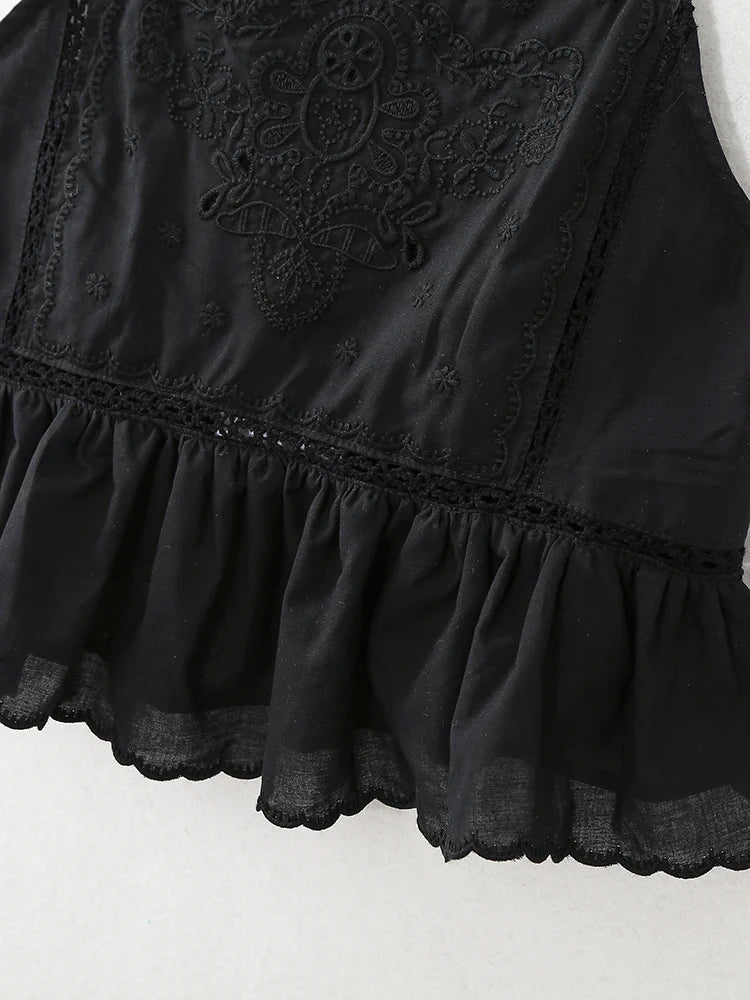 XNWMNZ Women's Fashion 2023 Embroidered Top Women Vacation Straight Neckline Adjustable Thin Straps Versatile Female Top