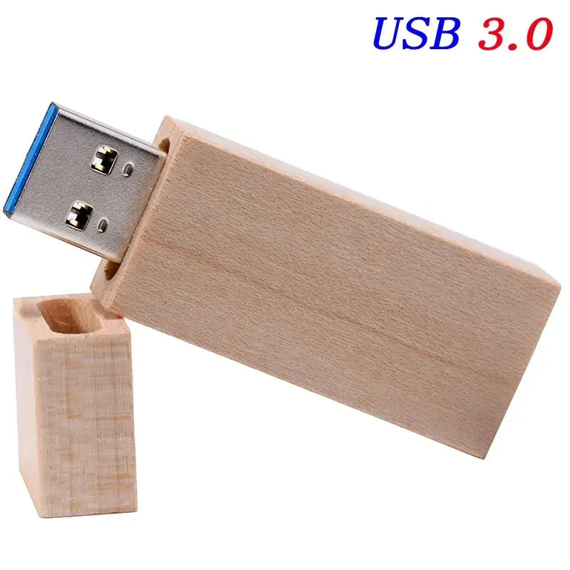 Wooden USB 3.0 Flash Drive 128GB High Speed Pen Drive 64GB Free Custom Logo Memory Stick Photography Wedding Gifts Pendrive 32GB