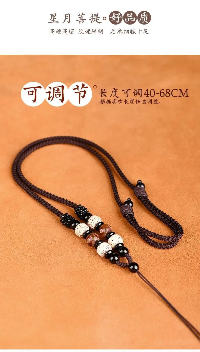 Xingyue Bodhi Seed Necklace for Men and Women Handmade Woven Braided Rope Pendant Lanyard Jade Pei Gold Pendant Matching Rope