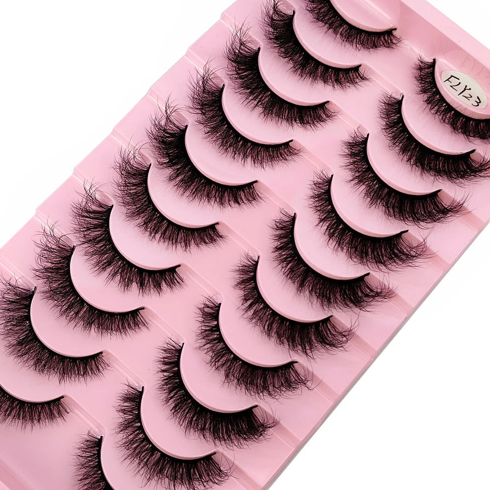 10 Pairs Faux Mink Eyelashes Handmade False Eyelashes Natural Nude Makeup Simulation Cross Messy Eye 3D Curly Eyelashes Freshlook Styles