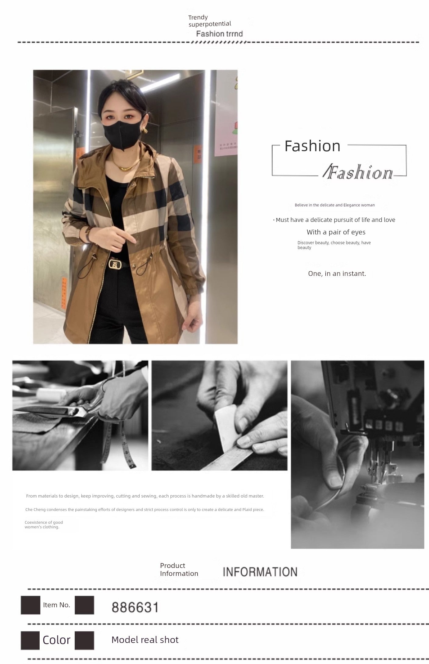 Women's Clothing Spring & Fall Hoodie Slimming Casual Mid Length Long Length Coat Viralgem Store