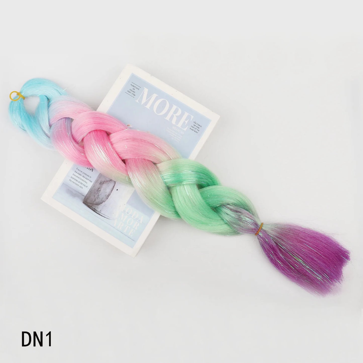 1-4 Packs Ombre Braiding Hair Extensions Synthetic Glitter Sparkle Rainbow Colored Hair 24inch Jumbo Braids Extensions for Women