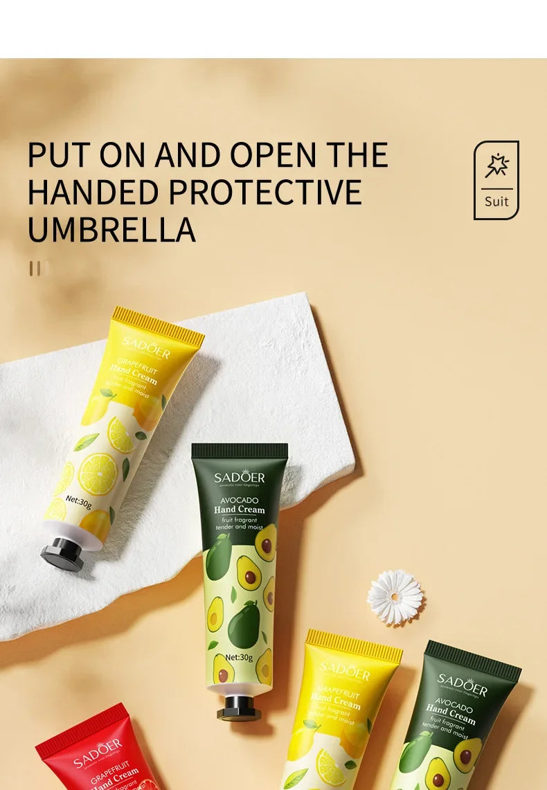 5Pcs/set SADOER Fruit Plant Fragrance Hand Cream Sets Moisturizing Repair Anti Dry Hand Lotion Sets Hands Skin Care Products Viralgem Store