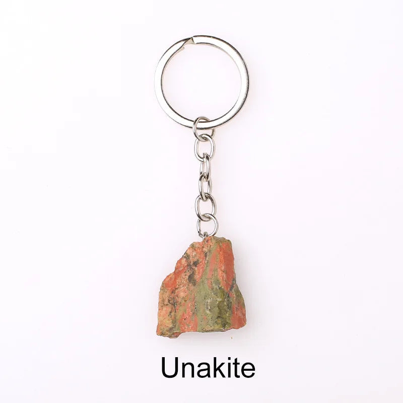 20pcs Natural Rough Raw Stone Crystal Quartzs Keychain Women Men Handbag Hangle Car Key Holder Raw Mineral Stone KeyRing Jewelry Viralgem Store