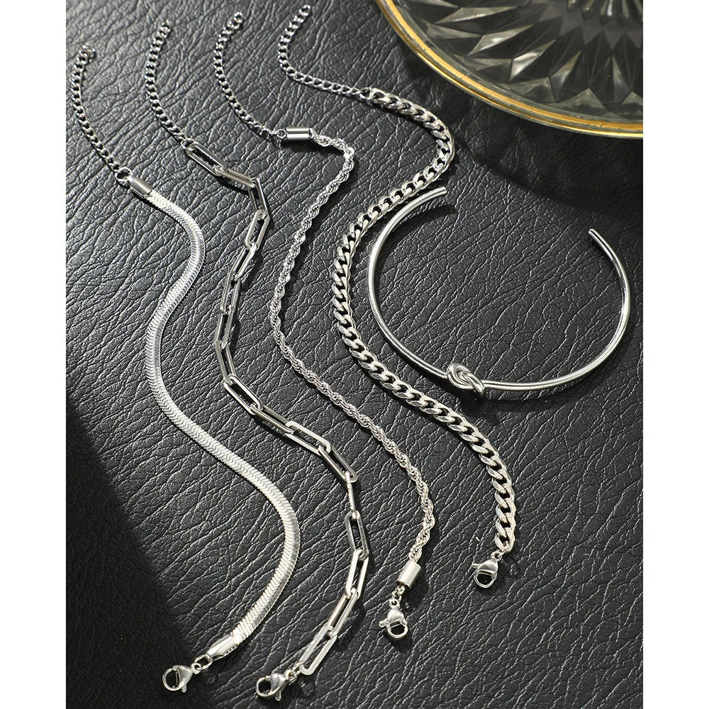 Stainless Steel Bracelet Set Classic Fashion Five Bracelet Set Exquisite Bracelet For Women Jewelry Banquet Gift Recommendation Viralgem Store