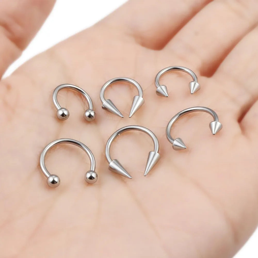 1Pcs Spike Septum Rings 16G Surgical Steel Piercing Jewelry Vertical Snake Bite Jewelry Lip Rings for Women Men 8mm/10mm Viralgem Store