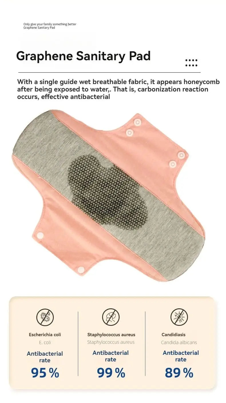 3Pcs Washable Graphene Menstrual Cloth Pads Set 19G 20*23Cm Reusable Soft Panty Liner Sanitary Pad Women Period Panties Pad