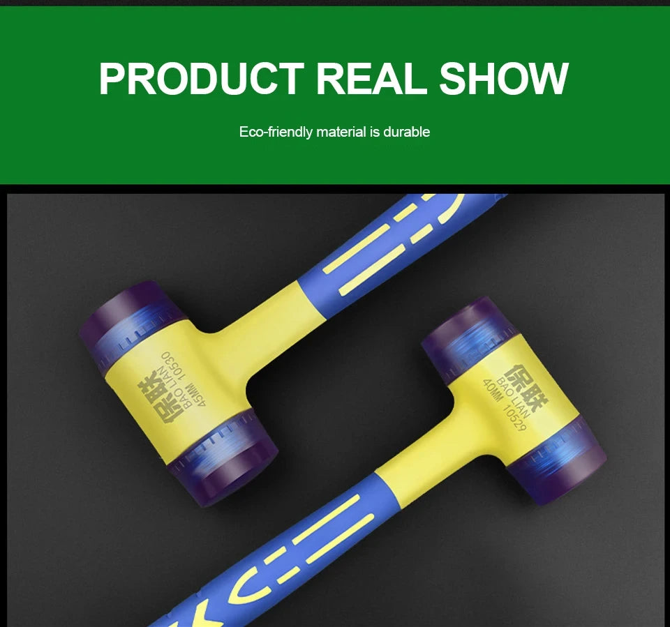 25/30/35/40/45mm Rubber Hammer Double Faced Work Glazing Window Nylon Hammer with Round Head and Non-slip Handle DIY Hand Tool