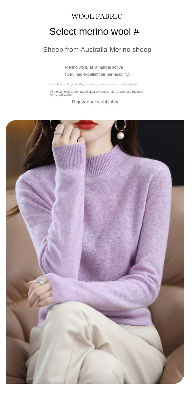 100% Pure Wool Half-neck Pullover In Autumn And Winter New Cashmere Sweater Women's Casual Knit Top Women's Coat 19 Colors Viralgem Store