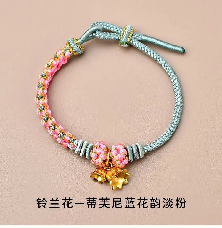 Suzuki Orchid Hand Rope Couple Bracelet Handmade Braided Small Peach Blossom Semi-finished Product String Beads for Girlfriend Viralgem Store