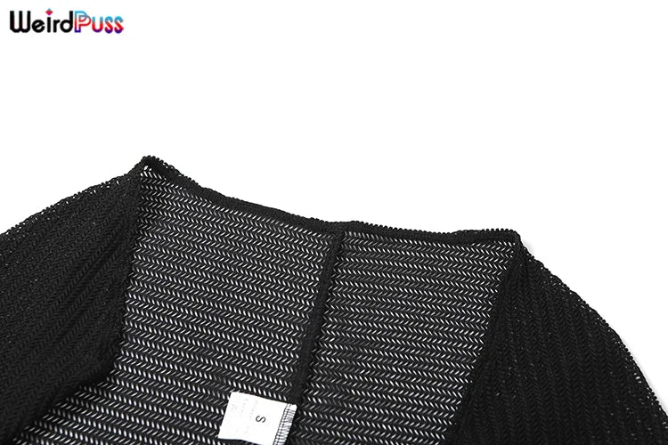 Weird Puss Summer Trend 3 Piece Set Women Spike Mesh Crop Tops+Bandage Bra+Leggings Tight Matching Vacation Streetwear Outfits Viralgem Store