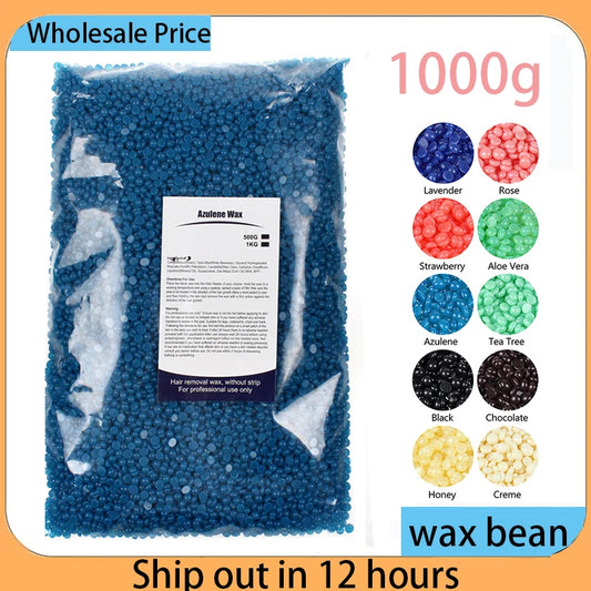 500g/1000g Depilatory Wax Beans Hot Film Painless Waxing Beads Hard Wax Beans Heating Wax Machine Bikini Face Body Hair Removal