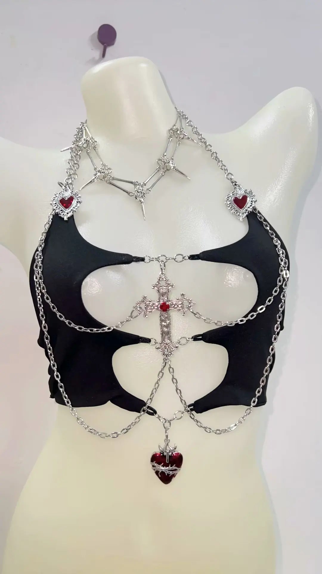 y2k crop top gothic clothes y2k top halter top Gothic Tank Tops Punk Tank Tops y2k fashion Cross Tops e girl clothes bustier top