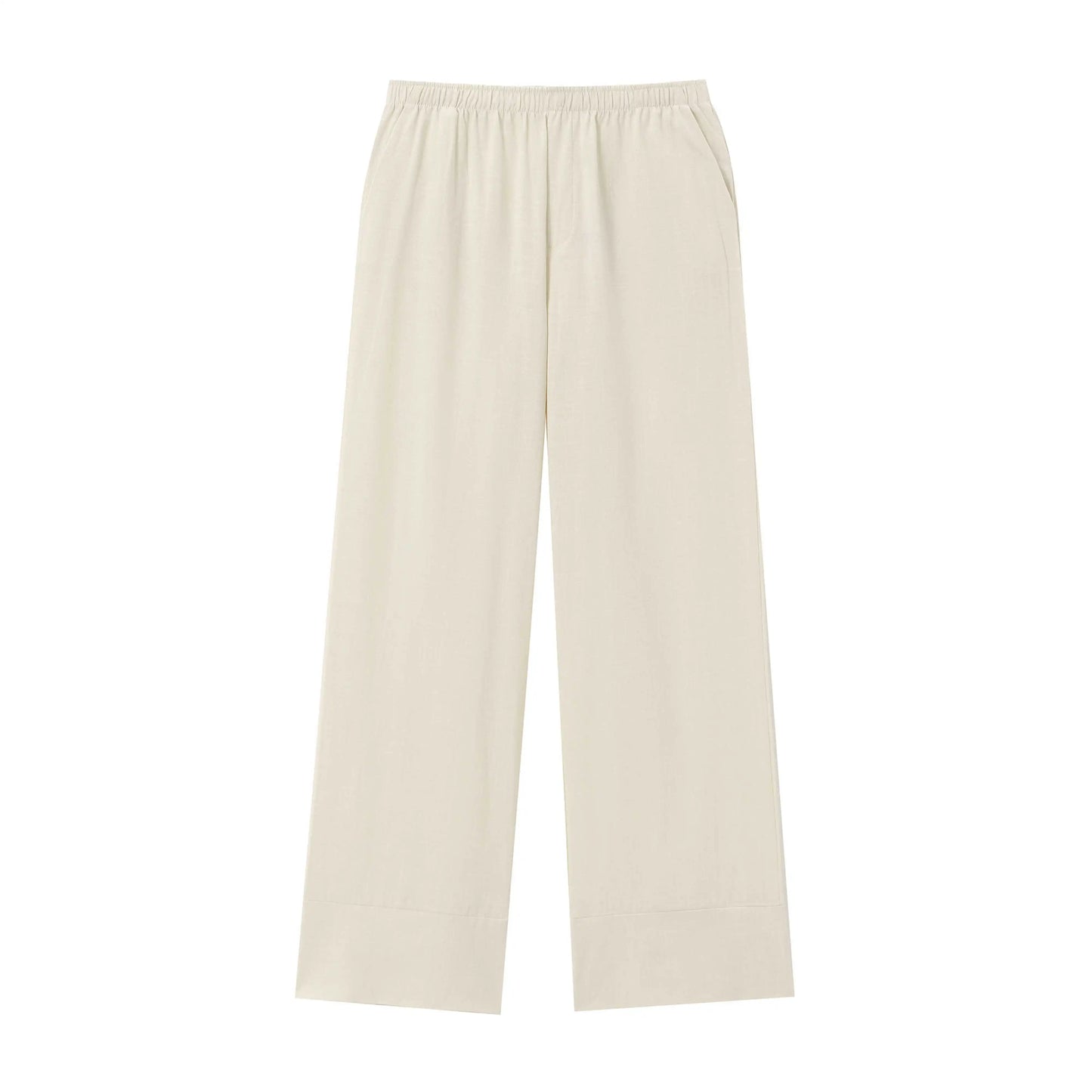 TRAFZA 2024 Women Fashion Solid Shirt Pant Set Asymmetric Laced Up Blouse Top+Elastic Waist Loose Wide Leg Pant 2 Piece Suits