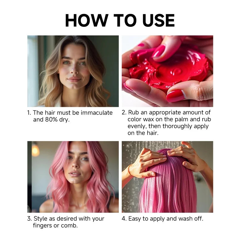 Temporary Hair Color Wax 13 Colors Hair Styling Hair Dyeing Paste Long Lasting Hair Dye Mud Kids Diy Hair Colour Cream Wax 50g Viralgem Store