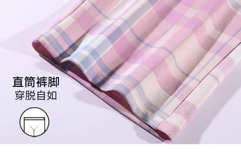 Spring Summer Women Pajamas Soft Cotton Cute Rabbit Print Pijamas Short Sleeved Plaid Pants Sleepwear Fashion Home Wear