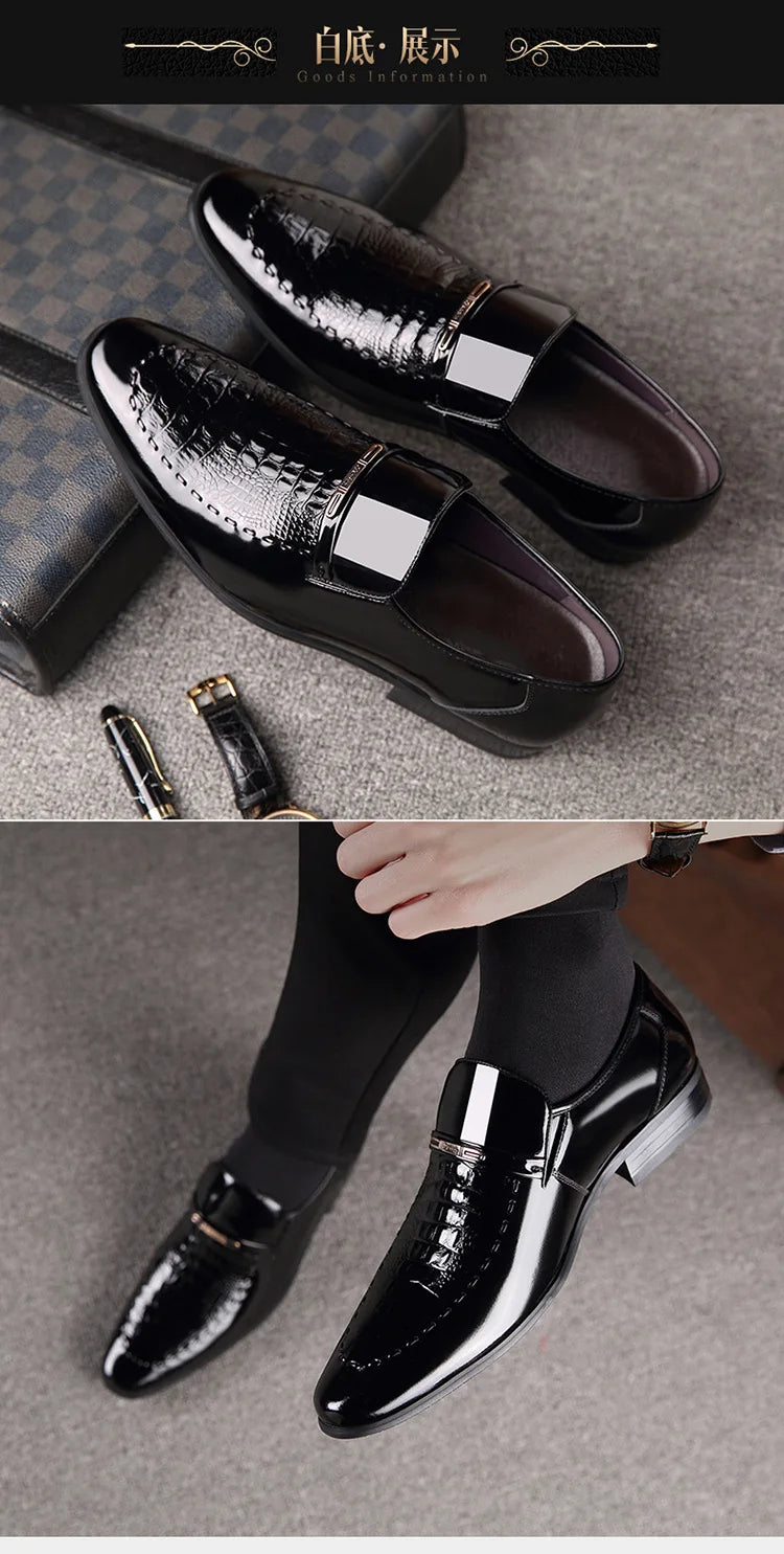 38-50 Mens PU Leather Shoes Luxury Crocodile Pattern Men Business Dress  Casual Social Shoe Male Wedding Footwear Zapatos Hombre