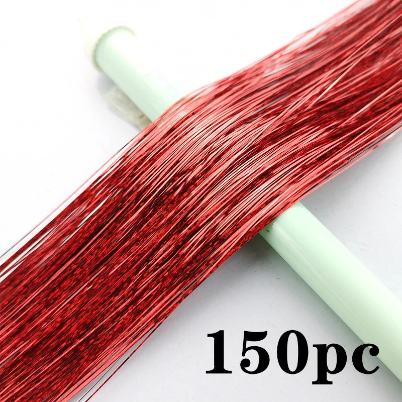 Synthetic Extensions Hair Dazzling Female Hippies With Tinsel Rainbow Silk For Braided Headwear Length 120 Cm 150 Strands/Pack Viralgem Store