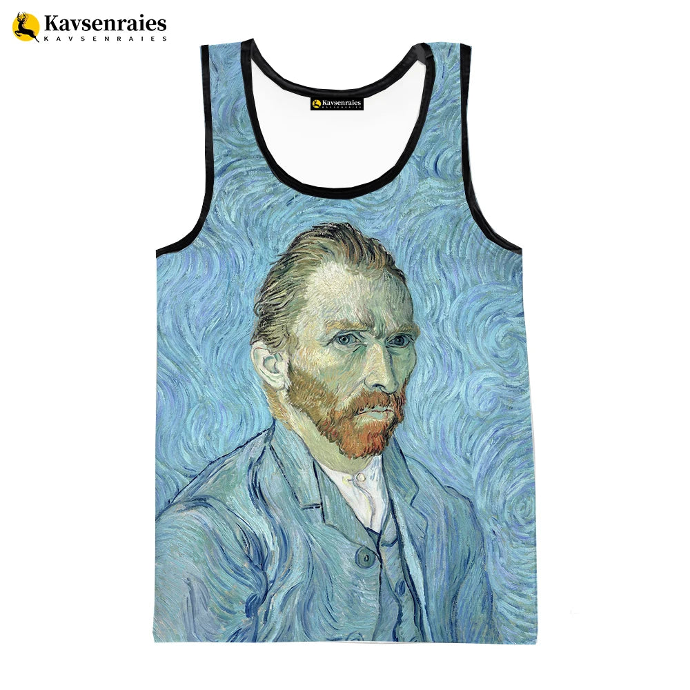 Van Gogh Oil Painting 3D Printed Tank Tops Men Summer Vest Women Casual Sleeveless Shirts Hip Hop Streetwear Oversized Tops