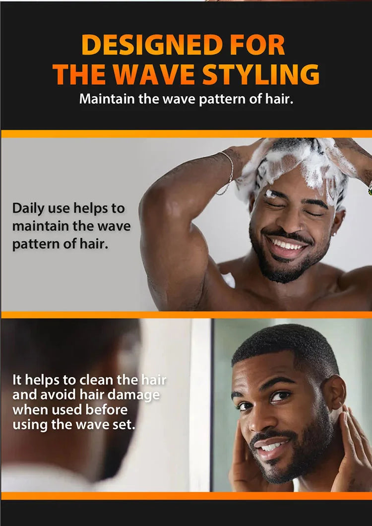 360 Wave Hair Wax Shampoo Kit Edge Control Gel Pomade Curly Hair Cream for African Men Grease Layered Style With Brush Tool Viralgem Store