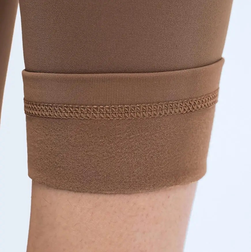 women leggings thin fleece high waist black color stretch pants