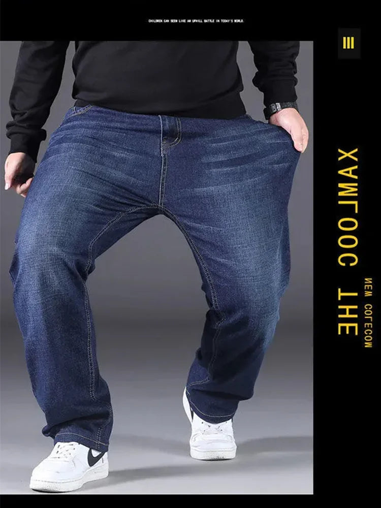 10XL Mens Black Jeans Oversize High Waist Loose Trousers Large Size Husband Plus Size Loose Denim Trousers Blue Male Denim Pants