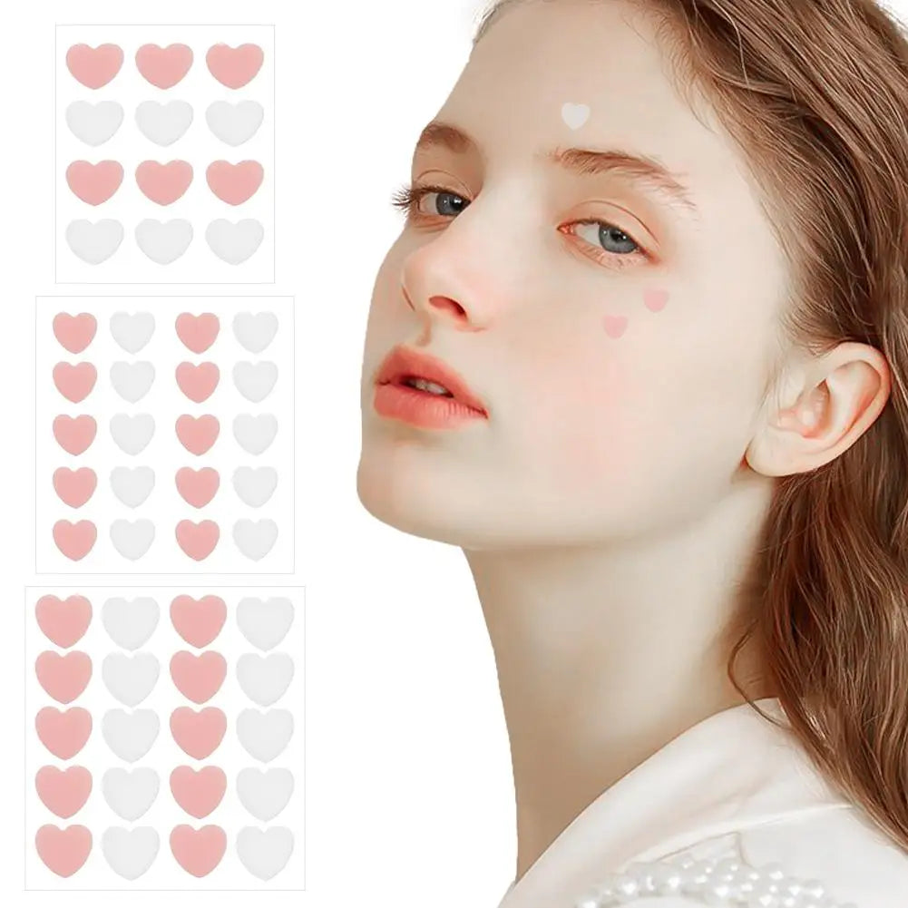 12/20 Counts Acne Care Patches Cute Pink Heart Shaped Acne Pimple Patches Invisible Acne Cover Treatment Stickers Skin Care Viralgem Store
