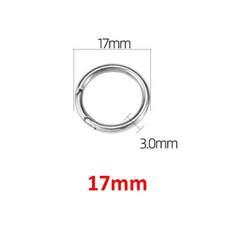 12-35mm Stainless Steel Spring Clasps Keyring Hooks for Keychain Key Holder Openable Round Key Ring Carabiner Jewelry Making DIY