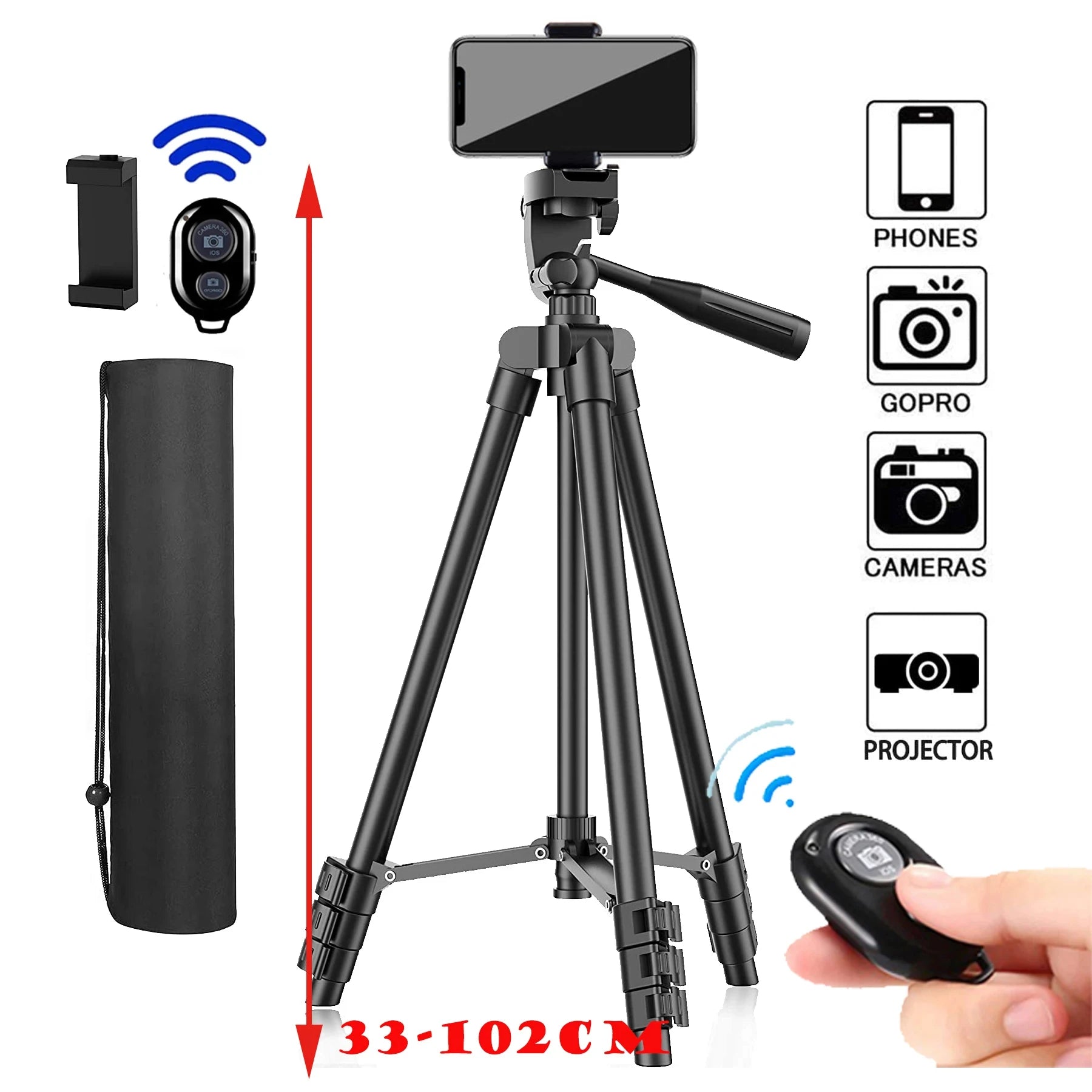 Tripod For Phone Camera Tripod Stand with Bluetooth Remote Phone Holder Lightweight Universal Photography For Xiaomi Huawei DSLR Viralgem Store