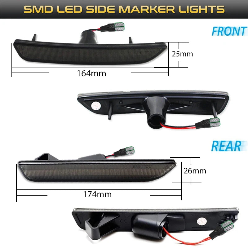 2pcs Car Front Rear Bumper Side Marker Light White For Ford Mustang Base GT Shelby GT500 Boss 302 2010 2011 2012 2013 2014