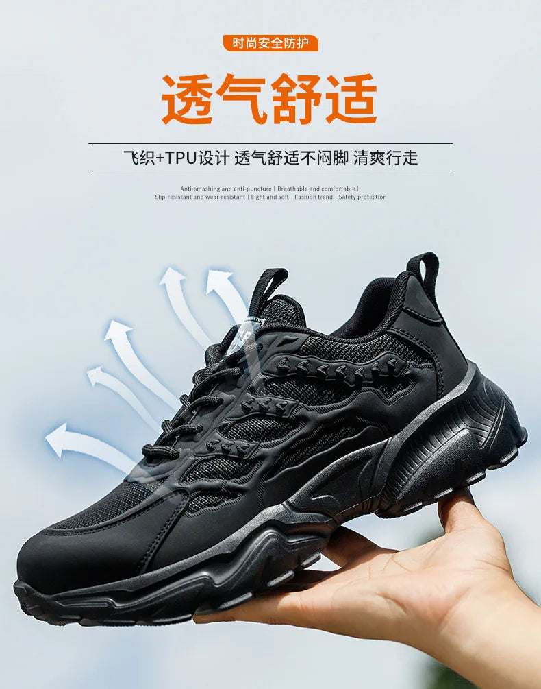 White Safety Shoes Men Steel Toe Boots Work Sneakers Anti-smash Anti-puncture Indestructible Shoes Sport Men Protective Shoes