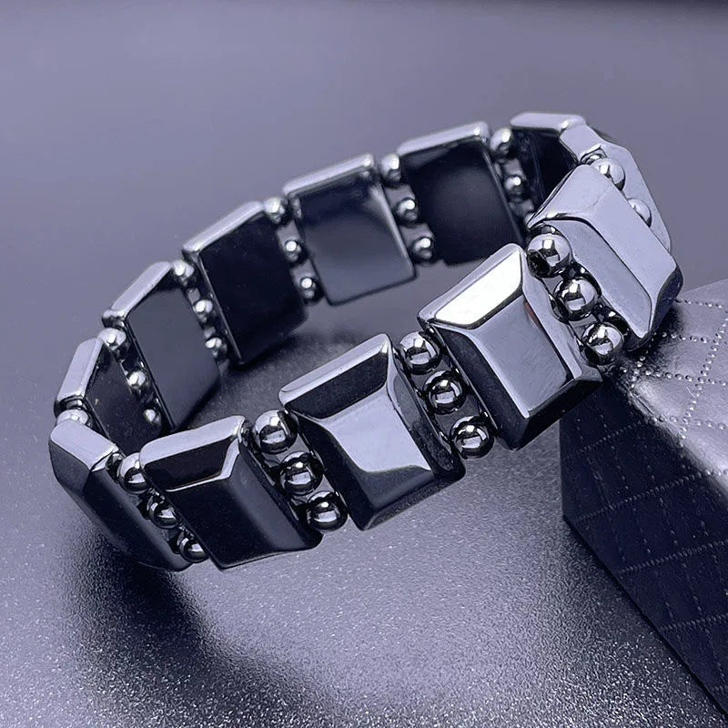 Weight Loss Magnetic Power Therapy Bracelet for Men Women W Shape Black Hematite Stone Beads Stretch Health Care Couple Jewelry