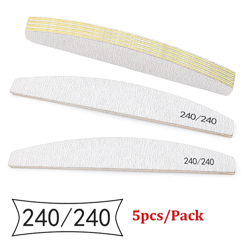 5Pcs/Lot Nail File Mix Color Limas 80/100/150/180/240 Grit Professional Sandpaper Cuticle Remover Buffer Files Manicure Tool Set Viralgem Store