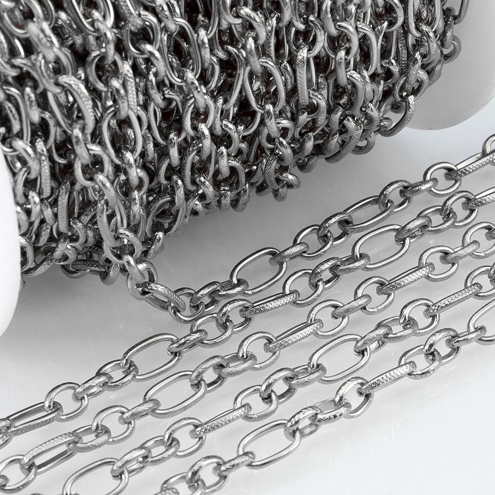 1M Stainless Steel Big Oval Cross Small Circle Link Chains Heavy Chunky Punk Chain DIY Jewelry Making Supplies Necklace Bracelet Viralgem Store