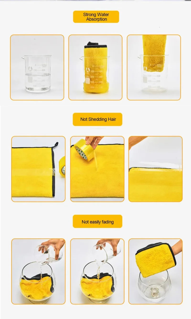 1-5Pcs Microfiber Towel Car Microfiber Cloth Wash Towel Microfiber Cleaning Cloth Absorbent Car Wash Drying Towel Auto Detailing