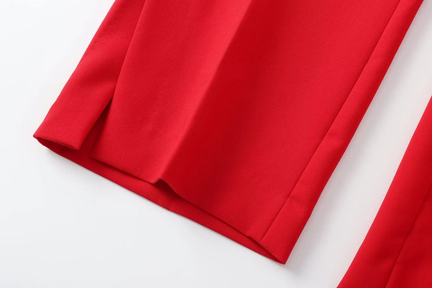 TRAFZA Women Fashion Suits Square Neck Sleeveless Double Breasted Waistcoat Top+Mid-Waist Slit Stralght Pants Female Summer Sets