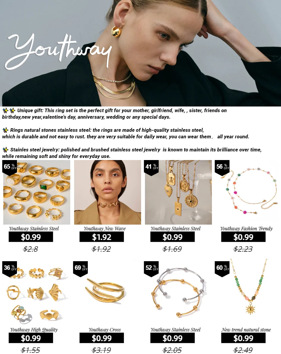 Youthway Shell Textured Metal Stainless Steel Earrings Summer Beach Holiday Charm Jewelry Waterproof  Holiday Summer Jewelry