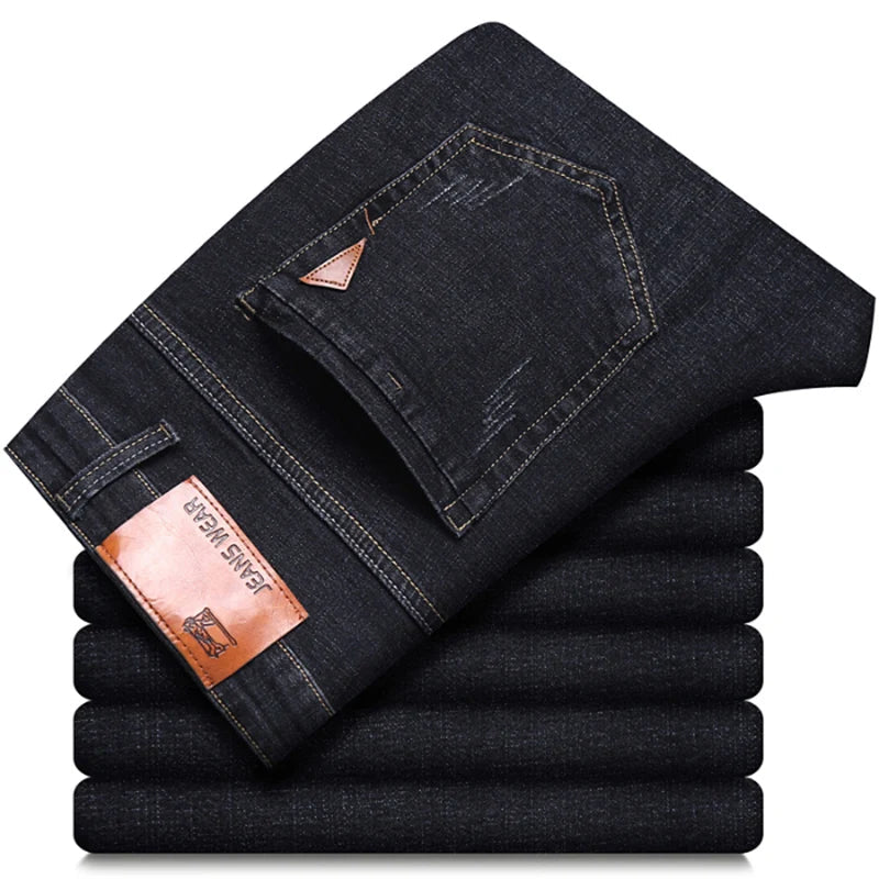2024 NEW Men's Fashion Business Jeans Classic Style Casual Stretch Slim Jean Pants Male Brand Denim Trousers Black Blue Viralgem Store