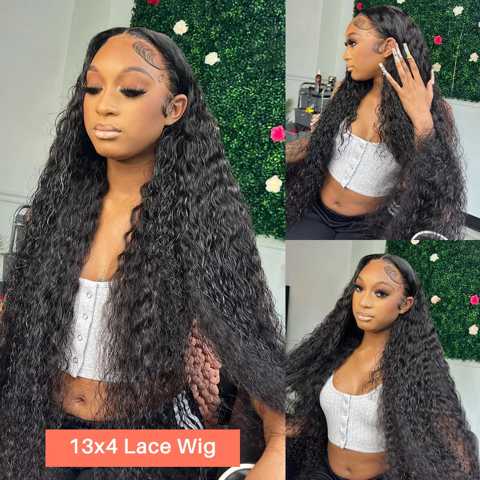 13x4 Kinky Curly Lace Front Human Hair Wigs For Women 100% Brazilian HD Deep Wave Frontal Wig Water Curly Human Hair Wig Sale Viralgem Store