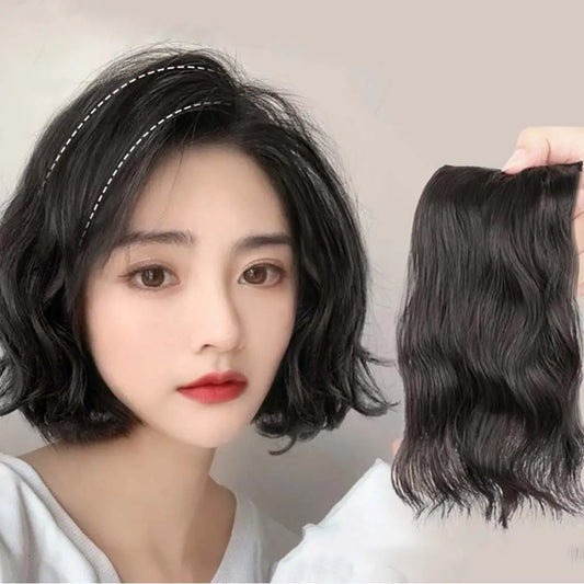 1PC Synthetic Curly Pad Hair Piece Top Two Side Invisible Thickened Hair Root Pad Fluffy Wavy High Natural Hair Extension