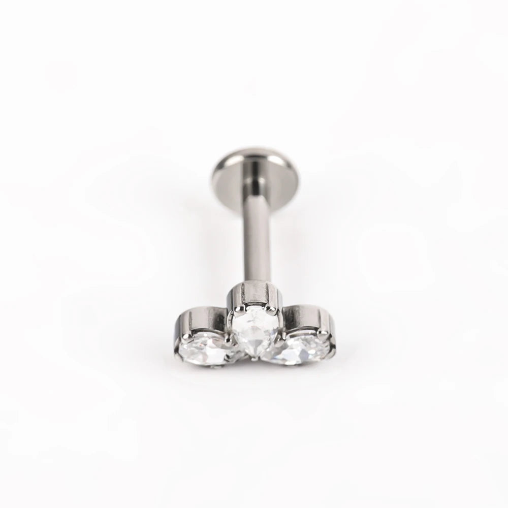 1 Titanium G23 Precision Carved Zircon Inlaid Inner Tooth Puncture Lip Nail