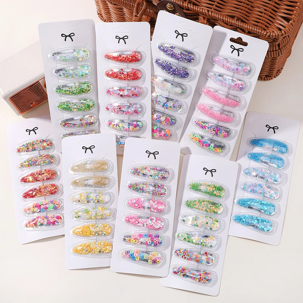 3/6pcs Children's Cartoon Hair Clip Set Rabbit Crown Flow Sofa Clip Sequin Butterfly Hairgripes Lovely Girls Hairpins Headwear