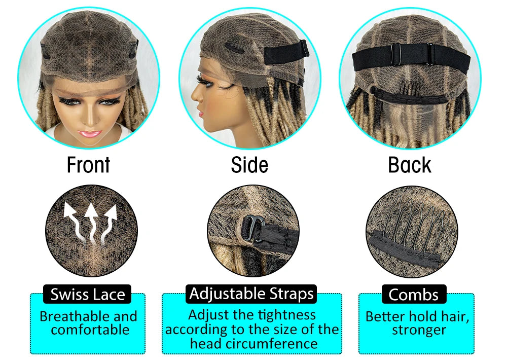 Synthetic Full Lace Wig Braided Wig 28 inch Curly Synthetic Wig Knotless Box Braids Wigs With Baby Hair for Black Women Viralgem Store