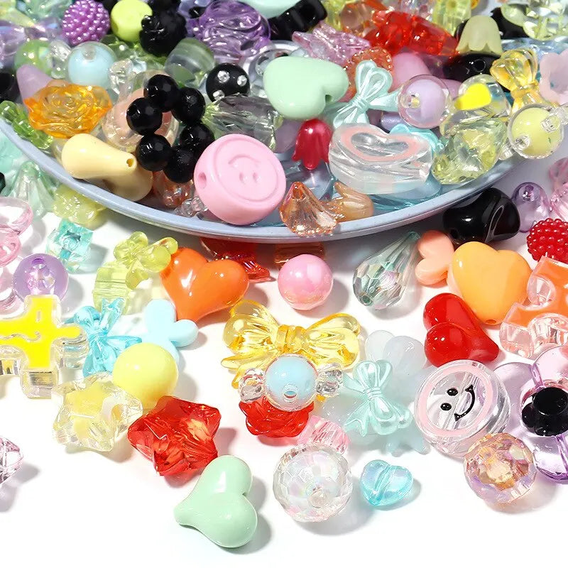 1bag Mixing Style Candy Color Acrylic Beads For DIY Handmade Bracelet Jewelry Making Phone Chain Accessories Viralgem Store