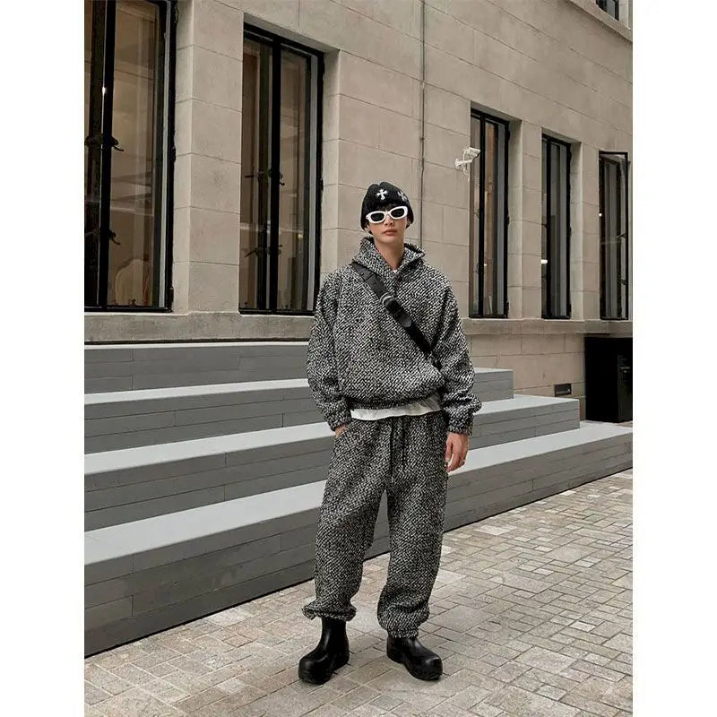 Streetwear Hooded Sweatshirts and Straight Pants Sets Women Harajuku Gothic Hoodies Men Korean Matching Sets Y2k K Pop Clothes